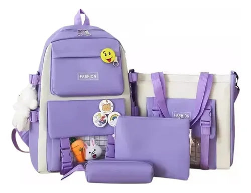 Set de maleta 5 piezas con pines y oso de peluche