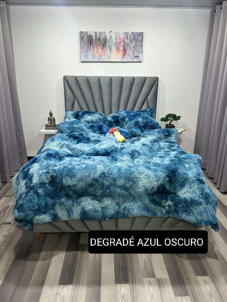 cubrelecho peluche y piel de durazno cama doble