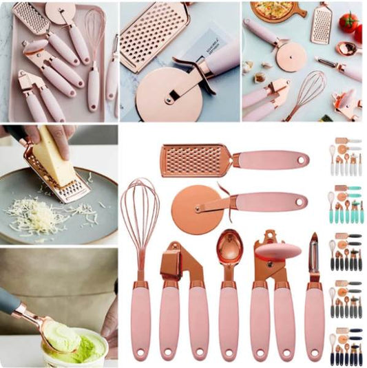 Set Utensilios Cocina x 7 Pzas Oro Rosa