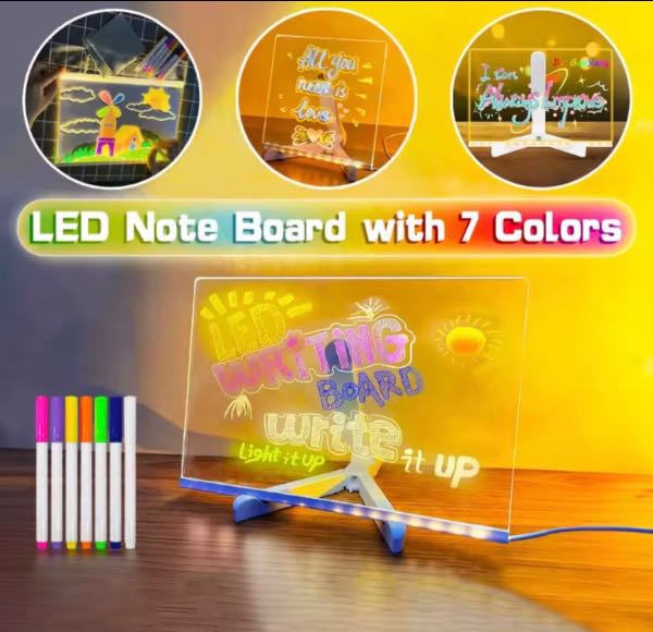 Tablero Acrílico Led + Marcadores 20x30