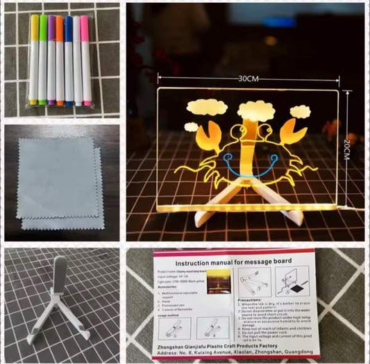 Tablero Acrílico Led + Marcadores 20x30
