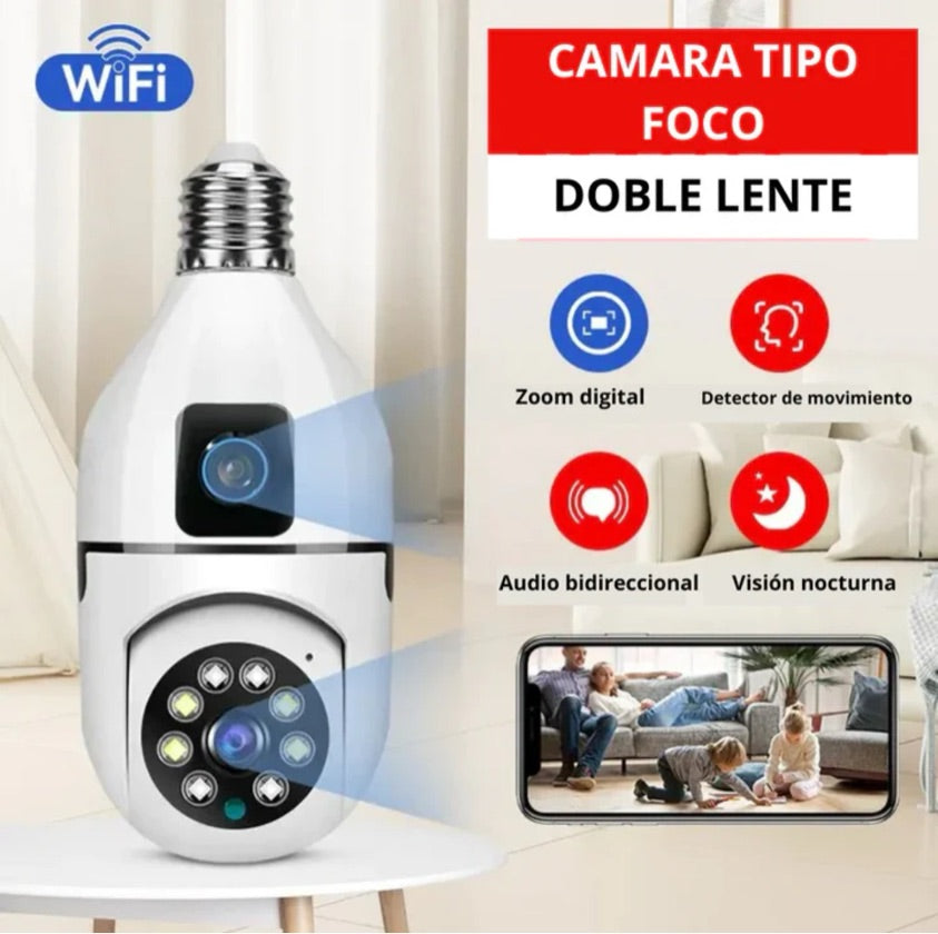 Cámara bombillo doble lente