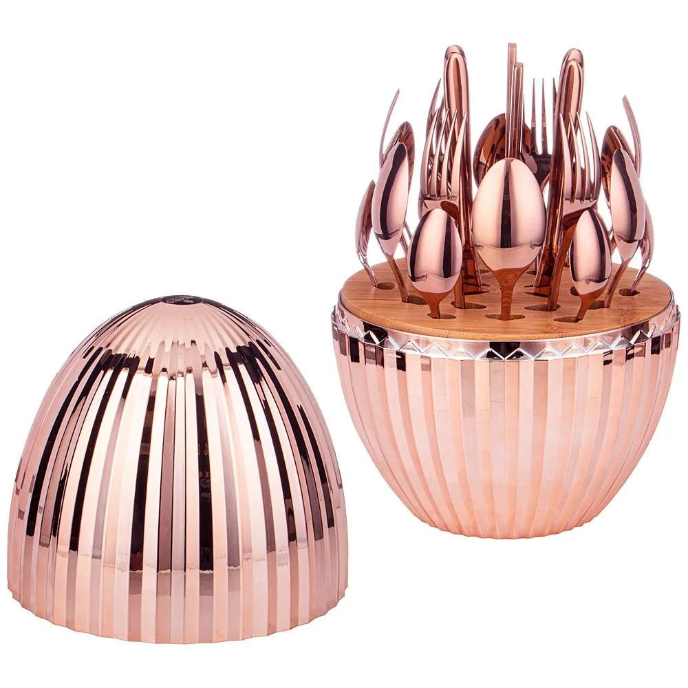 Set Cubierto Huevo Oro Rosa