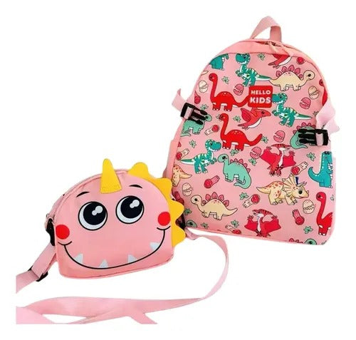 Morral + Lonchera Infantil 2 Pzas Dino