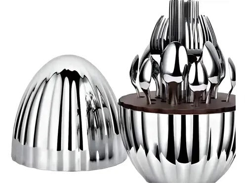 Set Cubierto Huevos Plateado