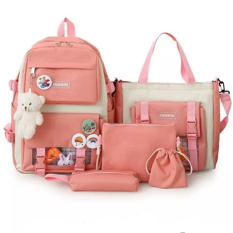 Set de maleta 5 piezas con pines y oso de peluche