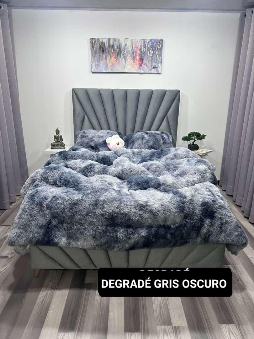 cubrelecho peluche y piel de durazno cama doble