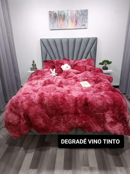 cubrelecho peluche y piel de durazno cama doble