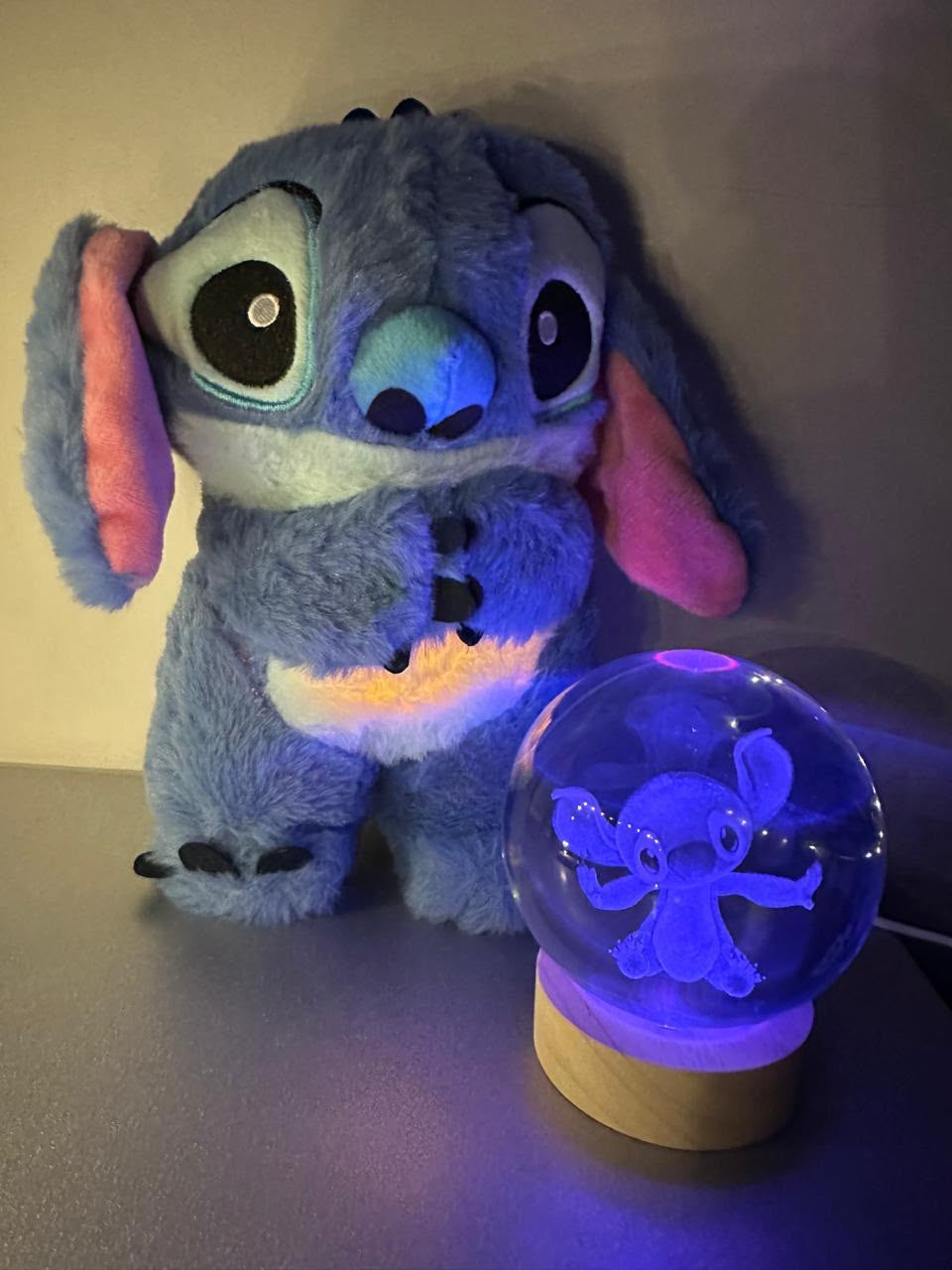 Stitch que respira luz y sonido gratis lámpara de cristal